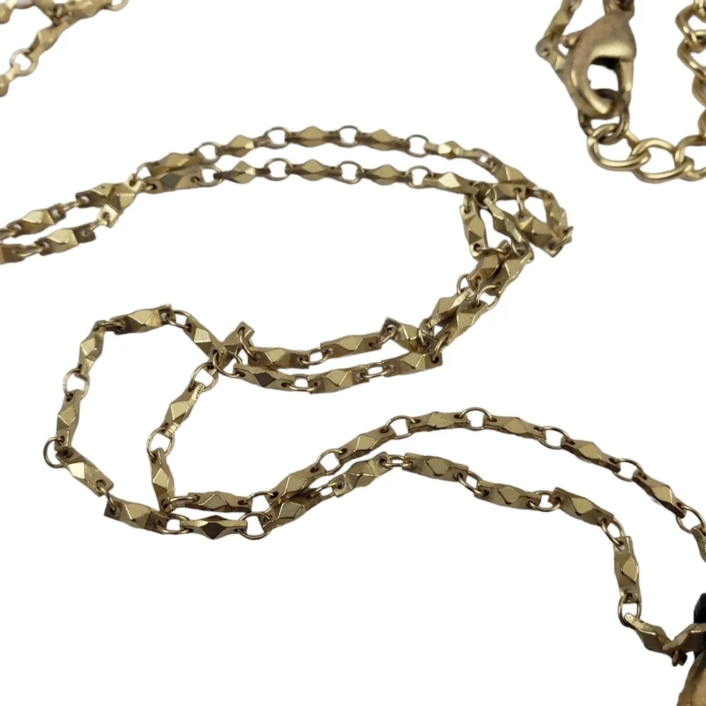 Chico's long pendant necklace gold tone black